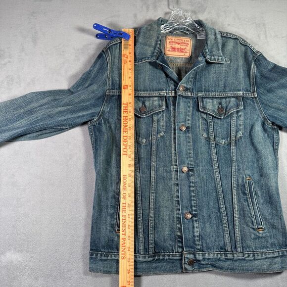 Levi's Jean Jacket Mens L Blue Stone Washed Denim Trucker Western Cowboy Y2K - Picture 5 of 12